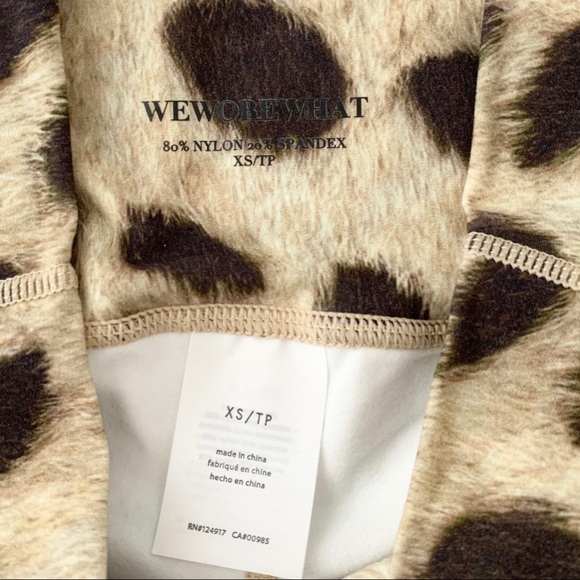 WeWoreWhat Leopard Print Splice Legging V-Front High Rise Biker Shorts Tan/Brown - Picture 8 of 16